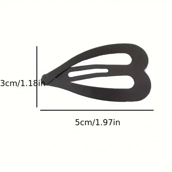 Set of 6 🖤Black Heart-Shaped Hair Clips - Picture 4 of 4